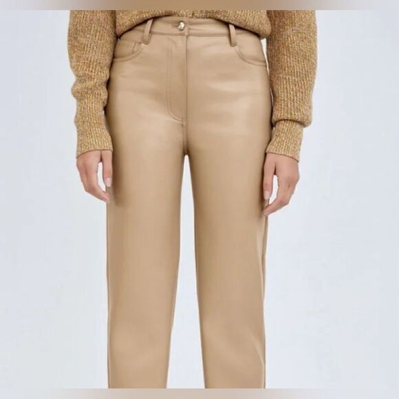Aritzia Melina straight leg Pants Saville (Camel) Vegan faux Leather trousers 4 - Picture 9 of 9